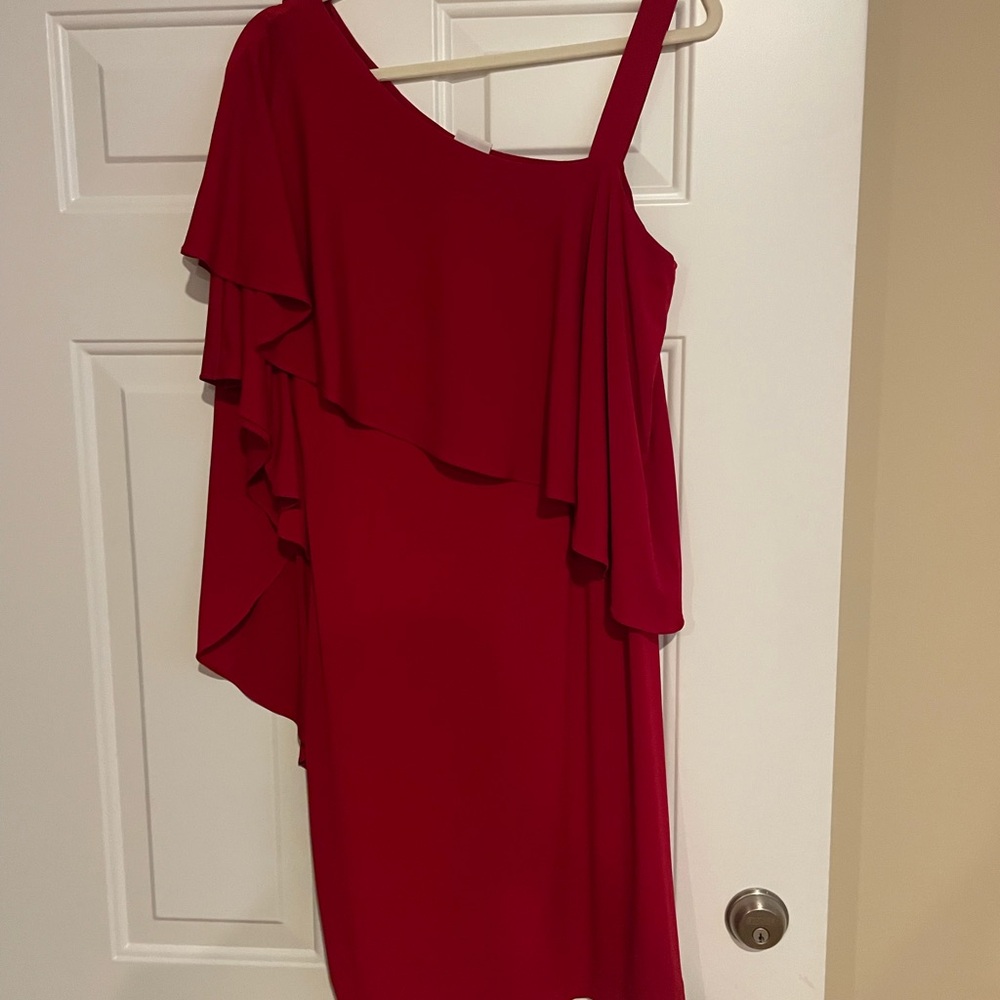 Maggy London Vibrant Red One-Shoulder Dress